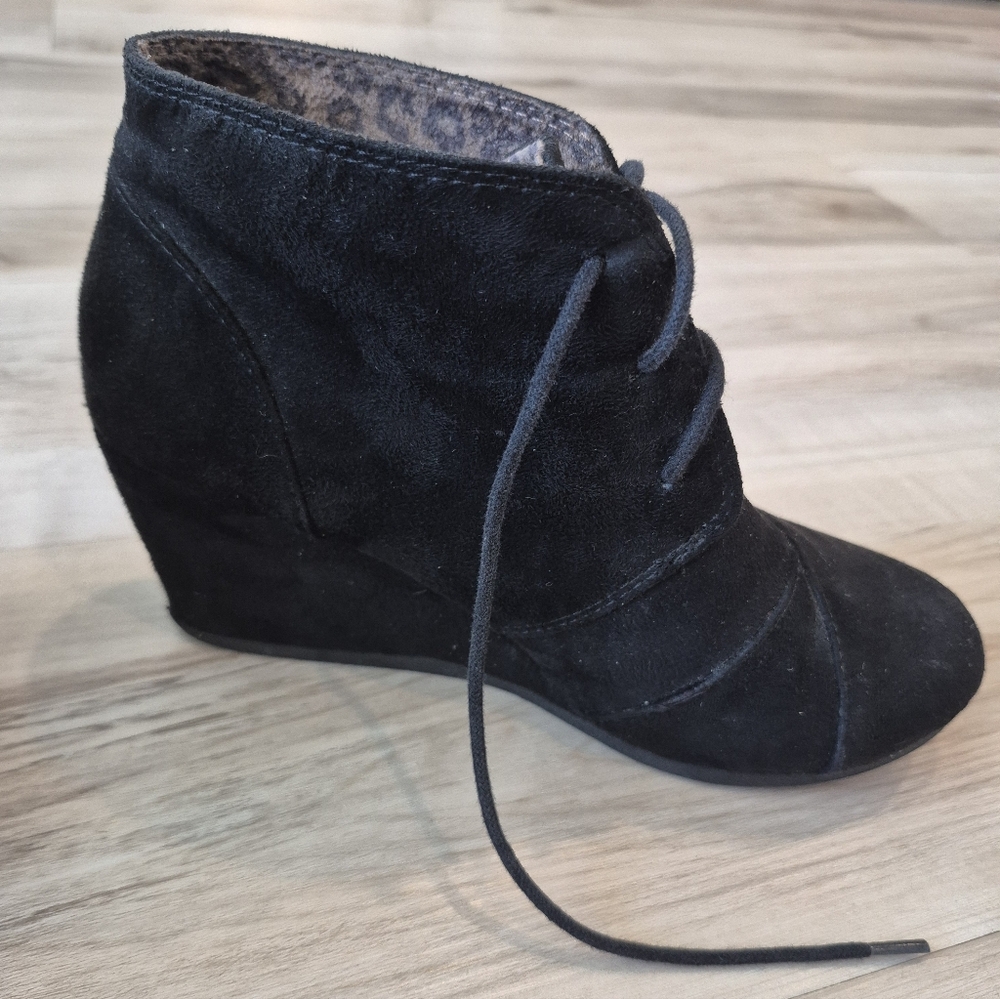 Black Suede Women's Wedge Ankle Boots